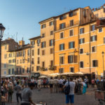 Amazing Sunset view Campo de Fiori in city of Rome, Italy