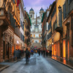 Night street in Rome, Italy